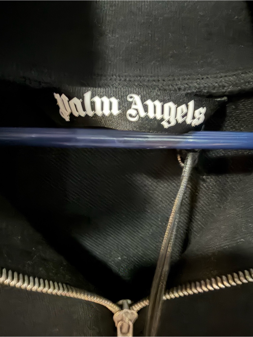 Palm Angels Black Half-Zip Pullover with White Logo - Picture 3 of 5